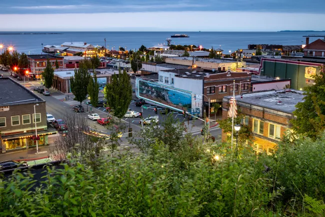 The city of Port Angeles as pictured from above